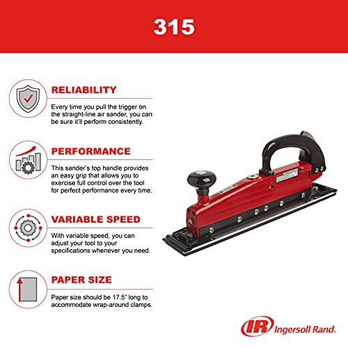 Ingersoll Rand 315 15” Straight Line Air Sander, Heavy Duty, Twin Piston, 2.75" x 15" Pad, 3,000 RPM, Red, One Size