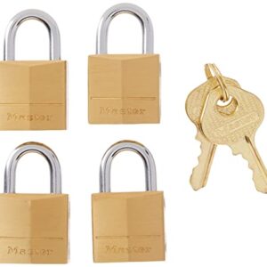 Master Lock Padlock, Solid Brass Lock, 3/4 in. Wide, 120Q (Pack of 4-Keyed Alike)