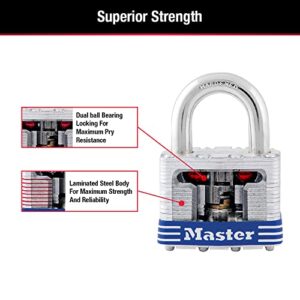 Master Lock 3008D Outdoor Padlock with Key, Pack of 4 Keyed-Alike Silver 1-1/2 Inch