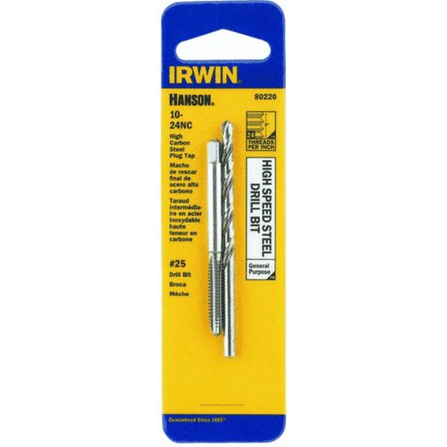 Hanson 80260 Irwin 3 Pack 1/4"-18 NPT Thread HCS Pipe Plug Tap & 7/16" Hss Drill Bit Combo Pack