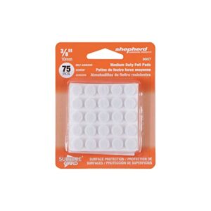 Shepherd Hardware 9957 3/8-Inch Self-Adhesive Felt Furniture Pads, 75-Pack, White