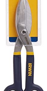 IRWIN Tin Snip, Flat Blade, 12-inch (22012) , Blue