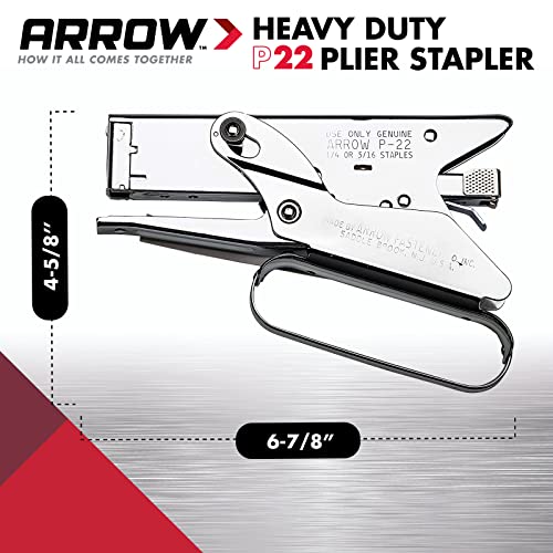 Arrow P22 Heavy Duty Handheld Plier Stapler for Crafts, Office, and Insulation, Uses 1/4-Inch and 5/16-Inch Staples