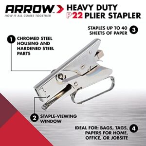 Arrow P22 Heavy Duty Handheld Plier Stapler for Crafts, Office, and Insulation, Uses 1/4-Inch and 5/16-Inch Staples