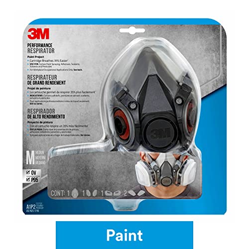 3M Performance Paint Project Respirator OV/P95, Designed For Professionals, Reusable Respirator, Medium, 1-Pack