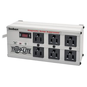tripp lite ch-9101012-natripp lite isobar 6 outlet surge protector power strip, 6ft. cord with right angle plug, 3300 joules, metal, (ibar6-6d)