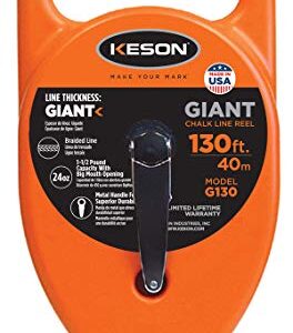 Keson G130 Giant Chalk Line Reel, 24-Ounce Chalk Capacity, 130-Foot