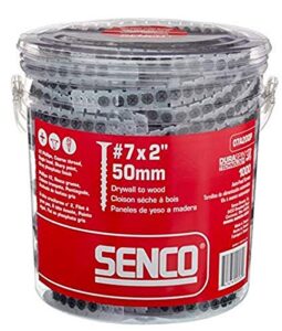 senco 07a200p duraspin#7 by 2" drywall to wood collated screw (1, 000per box) , grey