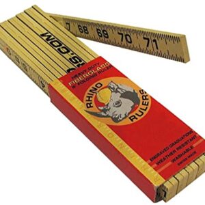 Rhino Rulers Folding Outside Reading Carpenter's Ruler 6' Length - 55140