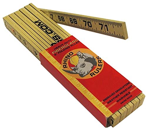 Rhino Rulers Folding Outside Reading Carpenter's Ruler 6' Length - 55140