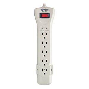 Tripp Lite 7 Outlet Surge Protector Power Strip, 7ft Cord, Right Angle Plug, 2160 Joules, & $75,000 INSURANCE (SUPER7) Ivory