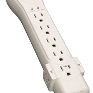 Tripp Lite 7 Outlet Surge Protector Power Strip, 7ft Cord, Right Angle Plug, 2160 Joules, & $75,000 INSURANCE (SUPER7) Ivory