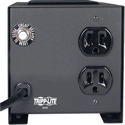 Tripp Lite IS250 Isolation Transformer 250W Surge 120V 2 Outlet 6 feet Cord TAA GSA