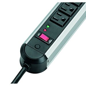 Fellowes 10-Outlet Metal Split Surge Protector, 6 Foot Cord, 1,250 Joules (99082),Black And Silver