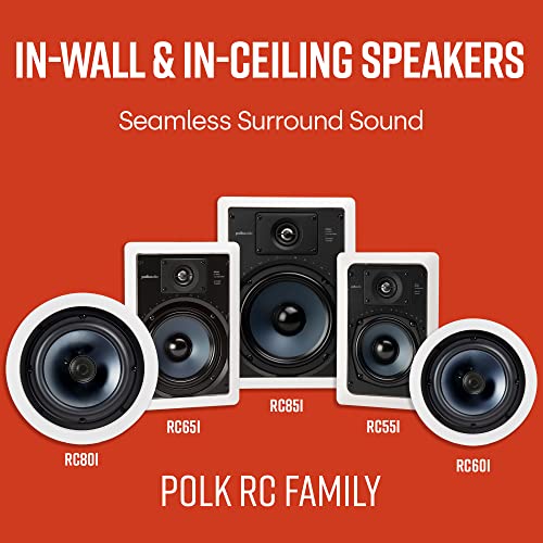 Polk Audio RC85i 2-way Premium In-Wall 8"-Speakers (Pair) | Perfect for Damp and Humid Indoor/Outdoor Placement (White, Paintable -Grille)