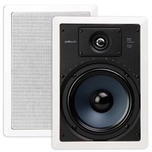 polk audio rc85i 2-way premium in-wall 8"-speakers (pair) | perfect for damp and humid indoor/outdoor placement (white, paintable -grille)