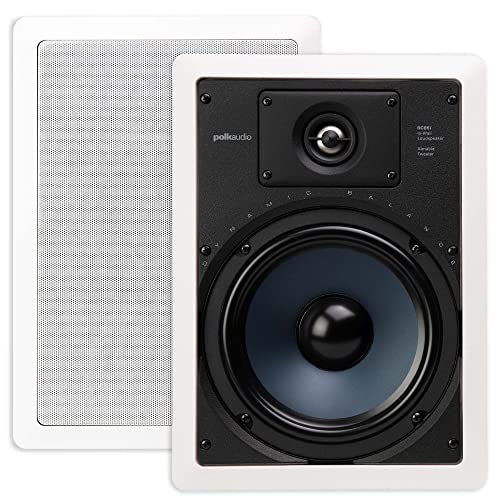 Polk Audio RC85i 2-way Premium In-Wall 8"-Speakers (Pair) | Perfect for Damp and Humid Indoor/Outdoor Placement (White, Paintable -Grille)