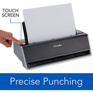 Swingline Electric 3 Hole Punch, Commercial Hole Puncher, 28 Sheet Punch Capacity, Jam Resistant, Touch Screen, Platinum (74535)