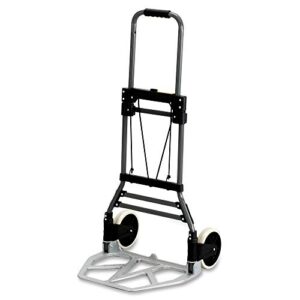 safco products 4062 stow-away collapsible moving utility hand truck & cart, holds up to 275lbs silver and black