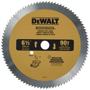 dewalt circular saw blade, 6 1/2 inch, 90 tooth, vinyl cutting (dw9153)