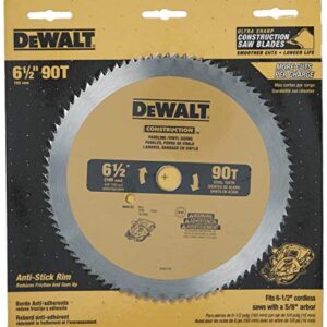 DEWALT Circular Saw Blade, 6 1/2 Inch, 90 Tooth, Vinyl Cutting (DW9153)