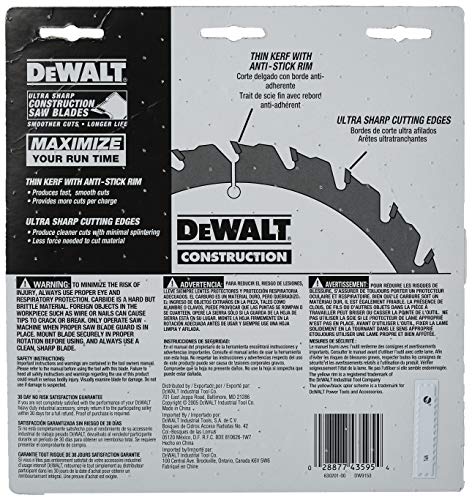 DEWALT Circular Saw Blade, 6 1/2 Inch, 90 Tooth, Vinyl Cutting (DW9153)