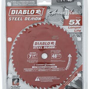 Freud Diablo DO748F Diablo Steel Demon 7 1/4 Inch 48-Tooth Titanium Carbide TCG Ferrous Metal Cutting Circular Saw Blade w/ Perma Shield Non-Stick Coating and Laser Cut Stabilizing Vents