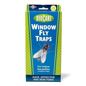 Enoz Trap-N-Kill Window Fly Traps for Indoor Houseflies, Nontoxic, Made in USA, 4 Count