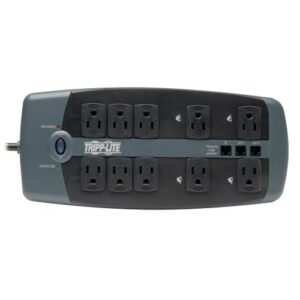 Tripp Lite TLP1008TEL 10 Outlet Surge Protector Power Strip, 8ft Cord, Tel/DSL Protection, RJ11, & Dollar 150,000 Insurance Silver