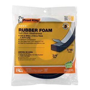 Frost King R734H Sponge Rubber Foam Tape 3/4" W X 7/16" H X 10' L, Black