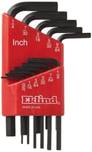 eklind 10111 hex-l key allen wrench - 11pc set sae inch sizes .050-1/4 short series