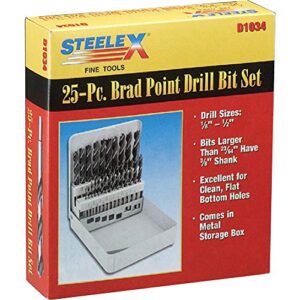 Steelex D1034 Deluxe Brad Point Bit Set, 25-Piece