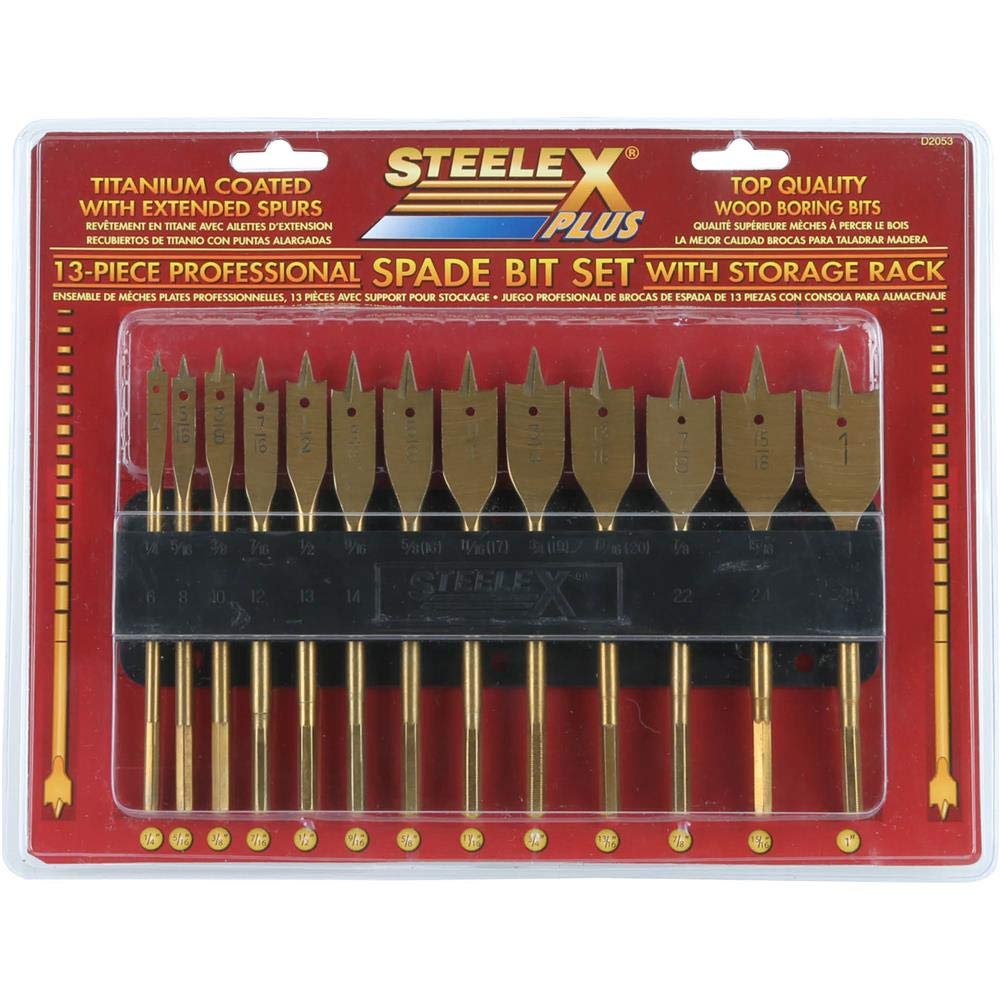 Steelex Plus D2053 TiN Coated Spade Bit Set,13-Piece