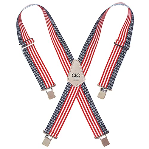 Custom Leathercraft110USA Heavy Duty Elastic Work Suspenders, USA Flag Print