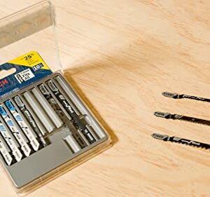 BOSCH T5002 T-Shank Multi-Purpose Jigsaw Blades, 10 Piece, Assorted, Jig Saw Blade Set for Cutting Wood and Metal