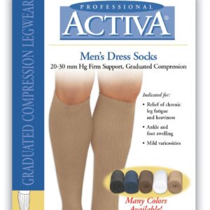 Activa 20-30 mmHg Men's Firm Support Dress Socks, Brown, X-Large