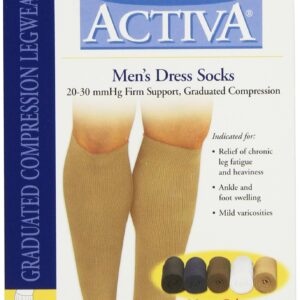 Activa 20-30 mmHg Men's Firm Support Dress Socks, Brown, X-Large