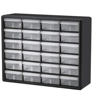 akro-mils 24 cabinet 10724, plastic parts storage hardware and craft cabinet, (20-inch w x 6-inch d x 16-inch h), black