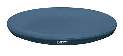 INTEX 28020E 8-Foot Round Easy Set Pool Cover – Includes Rope Tie – Drain Holes – 12in Overhang – Snug Fit