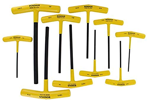 Bondhus 13390 Set of 10 Hex T-handles w/Stand, sizes 3/32-3/8"