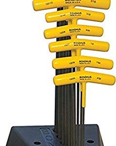 Bondhus 13190 Set of 10 Balldriver and Hex T-handles with Stand, sizes 3/32-3/8-Inch