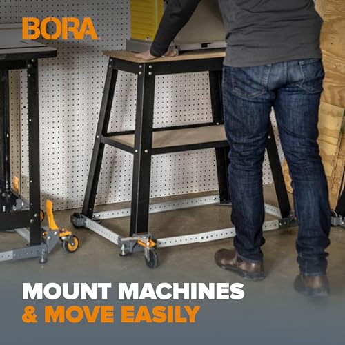 Bora Adjustable Universal Mobile Base Bora Portamate PM-1000. Move Your Heavy Tools and Equipment around Your Shop with Ease and Stability