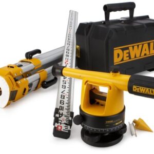 DEWALT Transit Level, Surveying Tool with Tripod and Rod, 20X Magnification (DW090PK), Yellow & Black