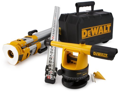 DEWALT Transit Level, Surveying Tool with Tripod and Rod, 20X Magnification (DW090PK), Yellow & Black