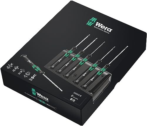 Wera 2035/6 Kraftform MicroSlotted/Phillips Electronics Screwdriver Set and Rack, 6-Piece, 05118152001