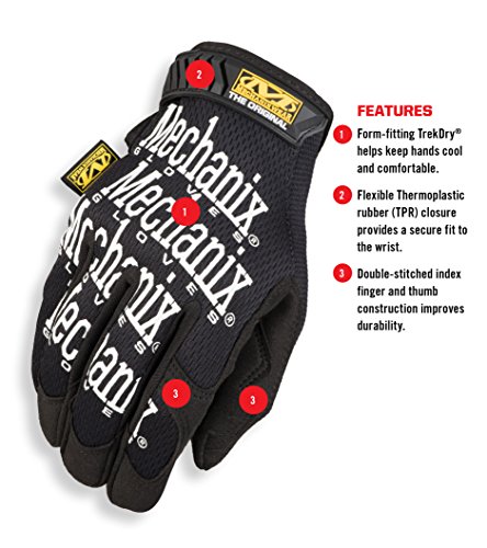 Mechanix Wear: The Original Work Glove with Secure Fit, Synthetic Leather Performance Gloves for Multi-Purpose Use, Durable, Touchscreen Capable Safety Gloves for Men (Black, Large)