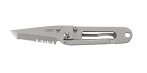 columbia river knife & tool k.i.s.s. edc folding pocket knife: compact everyday carry, dual grind tanto, serrated frame lock, skeletonized handle, pocket money clip 5510