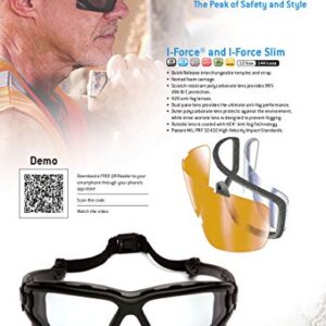 PYRAMEX I-Force Slim Safety Goggle, Black Frame/Clear Anti-Fog Lens