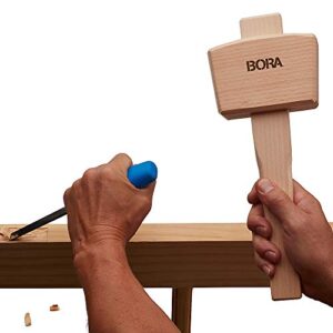 Wooden Mallet 4 ½” Bora 540049, The Well-Balanced Beechwood Woodworking Mallet That’s Ideal for Solid, Damage-Free Striking