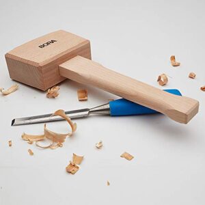 Wooden Mallet 4 ½” Bora 540049, The Well-Balanced Beechwood Woodworking Mallet That’s Ideal for Solid, Damage-Free Striking